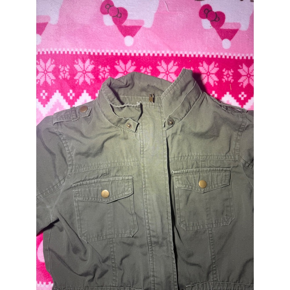 Chocolate USA Women Olive Green Utility Military Field Jacket Drawstring Waist S - Picture 4 of 8